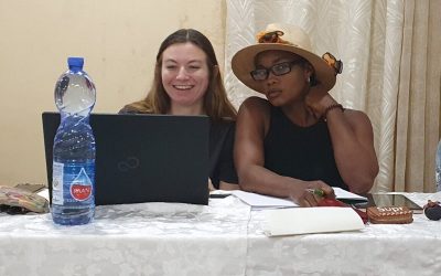 Camille Pacou & Donatienne Barubiyo, BonDiv researchers at the Lomako site (in collaboration with AZF) during the BonDiv final workshop